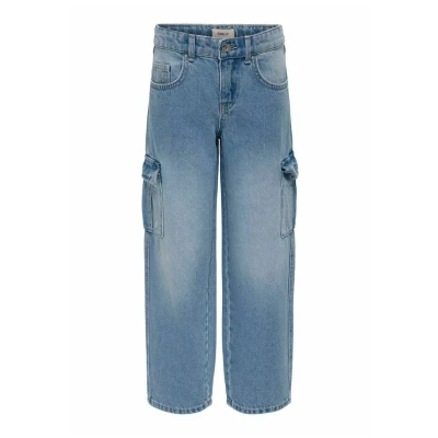 Image of ONLY Girl Carrot KOGHarmony Wide Cargo Jeans, Light blue (light denim), 128