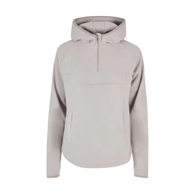 Image of Urban Classics Women&#039;s Ladies Polar Fleece Pull Over Hoody Sweatshirt, Warm Grey, S