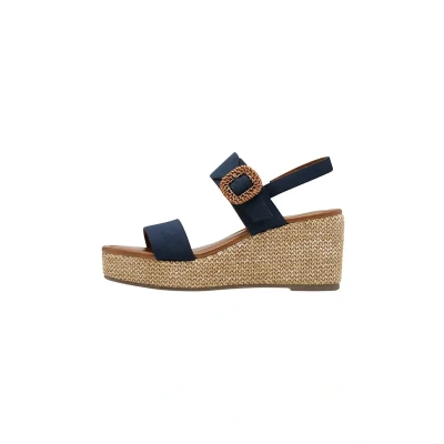 Image of Marco Tozzi Wedge sandals, Women&#039;s, Size: 7, Navy Textile