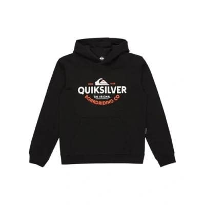 Image of Quiksilver Typed OUT Hoodie Youth Unisex for kids, Size: 10y, Black