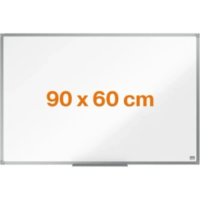Image of Nobo Steel Magnetic Whiteboard, 900 x 600mm, Aluminium Trim, Corner Wall Mounting, Includes Whiteboard Pen Tray, Essence Range, 90 60cm, White, 1905210