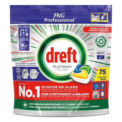 Image of Dreft Platinum Dishwasher Tablets All in One Citroen Pack of 75