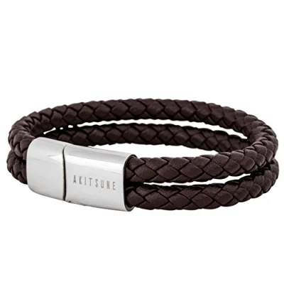Image of Akitsune Simplicitas Bracelet, Men&#039;s, Size: 7,87&#039;&#039;, Silver brown