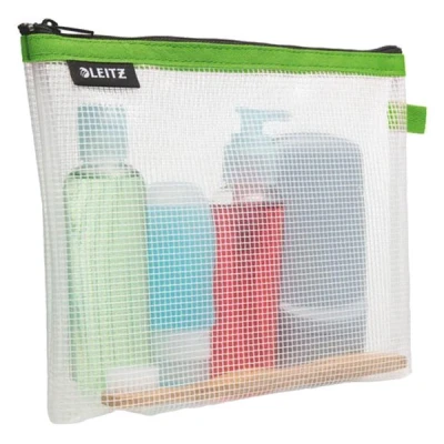 Image of Leitz Wow Cosmetic Travel Pouch, Water Resistant, Ideal Toiletry Bag, Suitable for Travel, 24x17x3cm Green