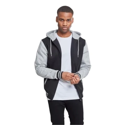 Image of Urban Classics 2TONE ZIP Hoody Zipup sweatshirt, Men&#039;s, Size: 5XL, Black/grey