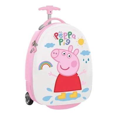 Image of Peppa Pig Ice Cream Cabin Trolley 16 Inches, Suitcase with Wheels, Security Lock, Lightweight Suitcase, 28 x 23 43 cm, Light Pink/Mint Green, Estándar, Casual,
