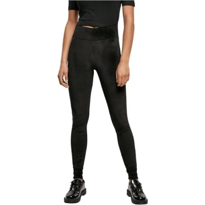Image of Urban Classics Ladies HIGH Waist Velvet Leggings Trousers, Women&#039;s, Size: 5XL, Black