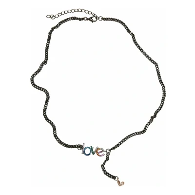 Image of Urban Classics LOVE Necklace, Men&#039;s, Size: One Size, Gunmetal