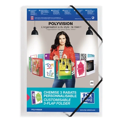 Image of Elba Polyvision Document Wallet 3 Flap Polypropylene Elasticated Clear Ref M480034 17 [Pack of 12]