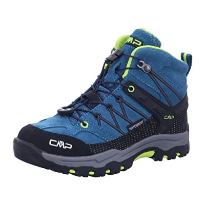 Image of CMP Rigel MID Trekking WP Unisex Mountain shoes for kids, Size: 3, Deep lake/acido Leather and textile