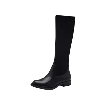 Image of Tamaris COMFORT Damen Hohe Stiefel ohne Absatz mit Reißverschluss Elegant, Schwarz (Black), 41 EU