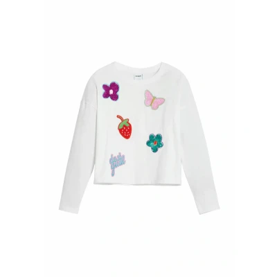 Image of Desigual WITH Applique Shapes Long sleeved top for kids, Size: 13/14y, White