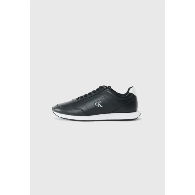 Image of Calvin Klein Jeans Retro Runner Trainers, Men&#039;s, Size: 6.5, Black/bright white shoes