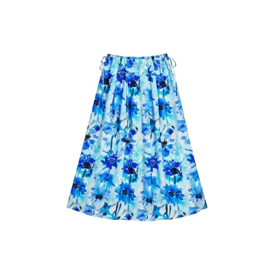 Image of Desigual Fiori Pleated skirt, Women&#039;s, Size: 12, Sky blue