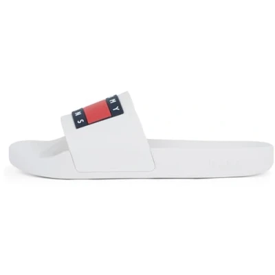 Image of Tommy Jeans FLAG Pool slides, Women&#039;s, Size: 6.5, Ecru Synthetics