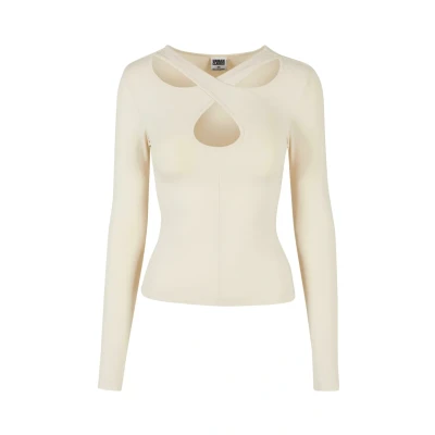 Image of Urban Classics Crossed CUT OUT Longsleeve Long sleeved top, Women&#039;s, Size: 4XL, Whitesand