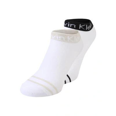 Image of Calvin Klein Women&#039;s Logo Welt Quarter 2 Pack (pack of 2), White, One Size