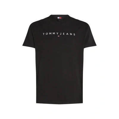 Image of Tommy Jeans Linear LOGO TEE Basic Tshirt, Men&#039;s, Size: 36/38, Black