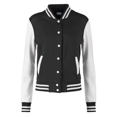 Image of Urban Classics Ladies 2TONE College Sweatjacket Bomber Jacket, Women&#039;s, Size: 3XL, Black/white