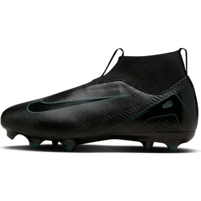 Image of Nike Performance JR ZOOM 10 ACAD FGMG Unisex Moulded stud football boots for kids, Size: 2.5, Black/deep jungle Synthetics/textile