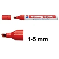 Image of edding 3300 Permanent Markers Red 1 Pen Chisel Nib 5 mm Quick Drying Waterproof, Smudge proof for Cardboard, Plastic, Wood, Metal, Fabric Marker Pens