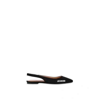 Image of Love Moschino LOGO Slingback ballet pumps, Women&#039;s, Size: 3, Nero Textile