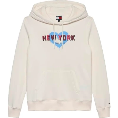 Image of Tommy Jeans Women&#039;s TJ x NYC Hoodie, White (Ancient White), M