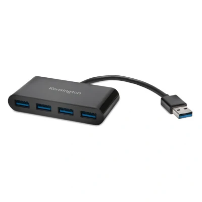 Image of Kensington USB 3.0 4 Port Hub, Transfer Speeds up to 5G bps Plug and Play Installation, HP, Dell, Windows, Macbook Compatible, K39121EU, black