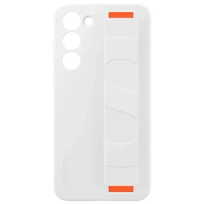 Image of Samsung Silicon Back Cover with Strap White Galaxy S23+