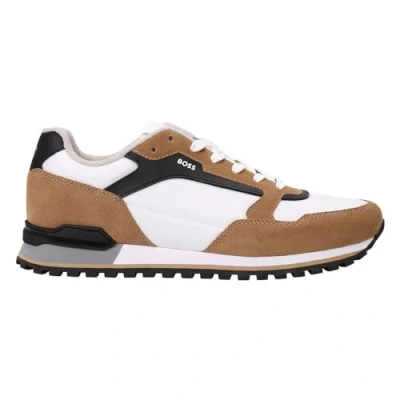 Image of BOSS Parkour RUNN Trainers, Men&#039;s, Size: 11, Medium beige Leather and textile