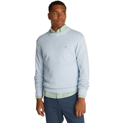 Image of Tommy Hilfiger Chunky C NECK Jumper, Men&#039;s, Size: Small, Breezy blue mouline
