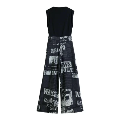 Image of Desigual Newspaper Jumpsuit, Women&#039;s, Size: 14, Black