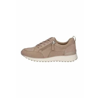 Image of CAPRICE Women&#039;s Flat Leather Zip Up Trainers, Sand suede, 6 UK
