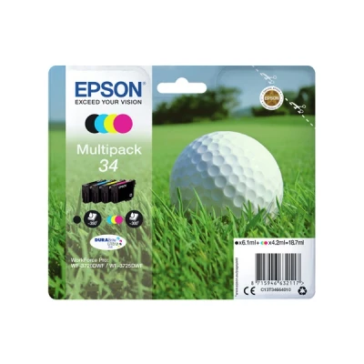 Image of Epson 34 Golfball Genuine Multipack, 4 colours DURABrite Ultra Ink Cartridges,Black/Yellow/Magenta/Cyan