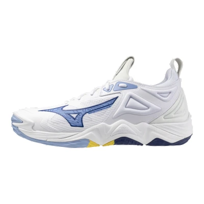 Image of Mizuno WAVE Momentum 3 Volleyball shoes, Men&#039;s, Size: 8, White/bellwether blue/bel air blue Textile/synthetics