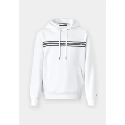 Image of Tommy Hilfiger Central Chest Stripe Hoody Unisex Sweatshirt, Size: XS, White