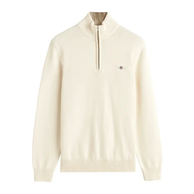 Image of GANT Mens Casual Cotton Half Zip Sweatshirt Black, cream, 3XL