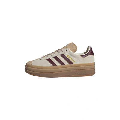 Image of adidas Originals Gazelle BOLD W Trainers Cream white maroon magic beige, Women&#039;s, Size: 3.5, beige Leather