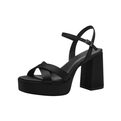 Image of Tamaris Damen Sandalen mit Absatz Vegan Blockabsatz Sommer; BLACK/schwarz; 39
