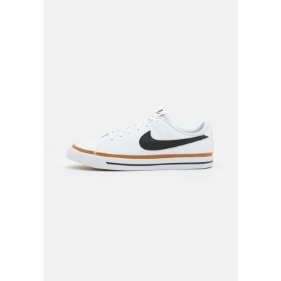 Image of Nike Sportswear Court Legacy Unisex Trainers for kids, Size: 5, White/black/desert ochre/light brown Leather and textile