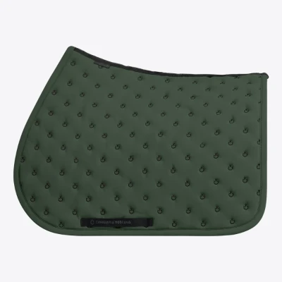 Image of Cavalleria Toscana CT Embroidery Quilted Jumping Saddle Pad Bottle Green Full Size Horse &amp; Equestrian