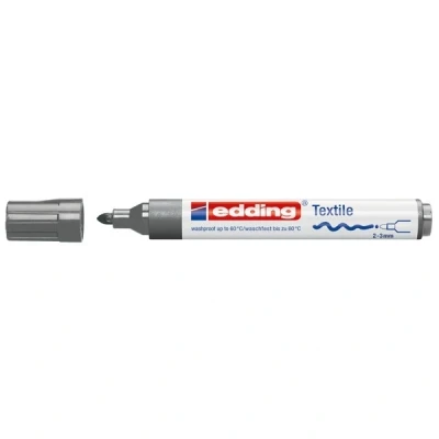 Image of edding 4500 textile marker grey box of 10 round nib 2 3 mm permanent fabric markers for drawing on textiles, wash resistant up to 60 C pens lettering