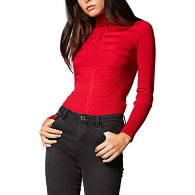 Image of Morgan Women&#039;s Pull Fin Col Roulé Mentos Pullover Sweater, Red (Tango Tango Red), X Small (waist manufacturer: TXS)