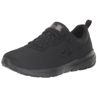 Image of Skechers Wide Fit FLEX Appeal 4.0 Trainers, Women&#039;s, Size: 2, Black Polyester