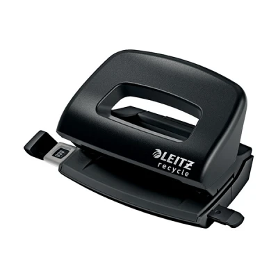 Image of Leitz NeXXt Recycle Mini Hole Punch, 10 A4 Sheet Puncher, 100% Recyclable, Steel &amp; Recycled Plastic, CO2 Neutral, Eco Friendly, Range, Black, 50100095