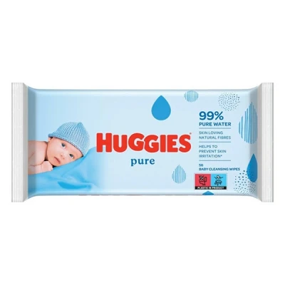 Image of Huggies, Baby Wipes, For Whole Body, Can Be Used From Birth, Fragrance Free, 1x56 Pure