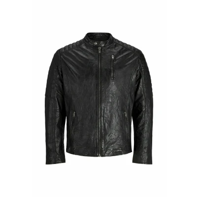 Image of Jack &amp; Jones Leather jacket, Men&#039;s, Size: Small, Black