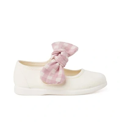 Image of Pisamonas Merceditas LAZO Vichy Cierre Adherente Baby shoes for kids, Size: 7K, Rosa pastel Textile