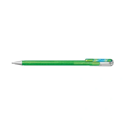 Image of Pentel K110 DMKX Hybrid Dual Metallic Gel Rollerball Pen Glitter Ink Colour Light Green/Metallic Blue &amp; Red, Line Width 0.5 mm, Pack of 1