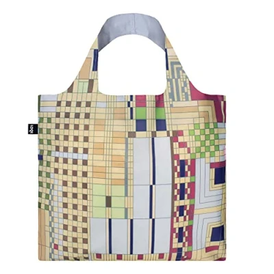 Image of LOQI Frank Lloyd Wright Old Fashion Windows Reusable Shopping Bag, Multicolour, Contemporary